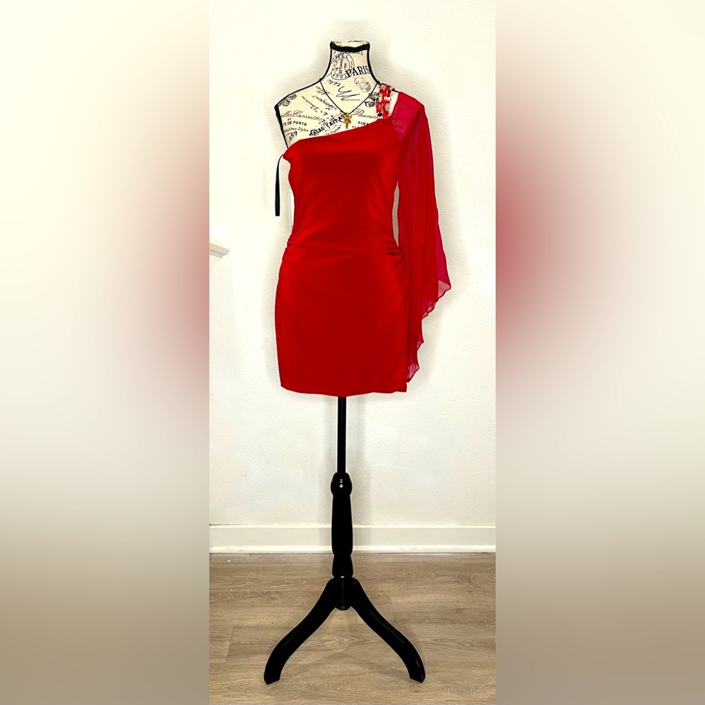 Custom Red One-Shoulder Dress